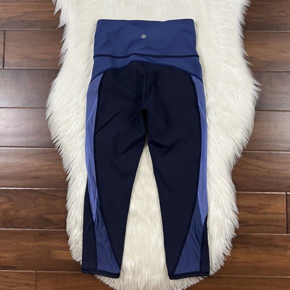 Lululemon Women's Size 6 Midnight Navy Gatsby Blue Colour Me Ombre Crop Leggings - Picture 6 of 8